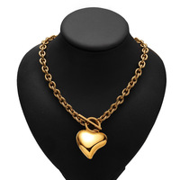 Ensemble de bijoux de collier de fermoir OT de coeur d'acier inoxydable de hip hop