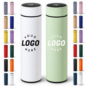 Custom 17oz 500ml Rubber Paint Matte Travel Stainless Steel Thermal Smart Insulated <b>Infuser</b> Temperature Display Water Bottle - Product Image 1