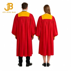 Toghe da Coro Rosse Personalizzate con Ricamo <span class=keywords><strong>e</strong></span> Stampa Logo, Stola Dorata per Adulti Unisex, Servizio OEM - Product Image 2