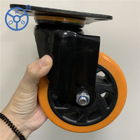 Roulettes Huarui en promotion, 4, 5, 6, 8 pouces, moyennes et robustes, en PU orange, pivotantes et fixes, avec frein durable