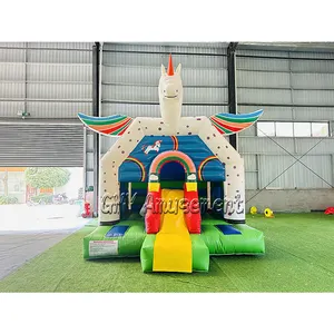 Bán buôn Inflatable PVC Unicorn nhà bị trả lại với Slide Combo bouncy lâu đài cho trẻ em