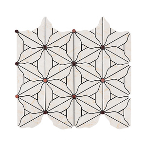 Màu hồng và hoa hồng vàng cẩm thạch hoa mẫu phong cách Châu Âu hiện đại khảm vỏ và dính tường gạch cho trang trí nội thất - Product Image 1