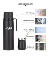 Ensemble de flacons professionnels Yerba Mate-Thermos en acier inoxydable 18/8 et kit de paille Bombilla