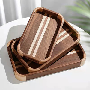 Wooden Black <b>Walnut</b> Tray 39x24.8cm Reusable Tea Snack Serving Tray For Home Living Room <b>Coffee</b> <b>Table</b> Storage - Product Image 3