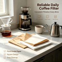 Filtres à café Chemex en papier de pulpe de bois recyclable pour un stockage facile, pour la préparation manuelle du café en infusion commerciale