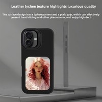 Étui de téléphone portable NFC à écran encre avec support anneau 2-en-1, texture cuir, DIY, miroir d'écran, antichute, en TPU pour