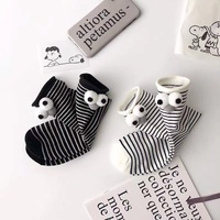 Chaussettes en coton drôles pour femmes quatre saisons noir blanc grands yeux Cyber célébrant dessin animé 3D équipage bijoux pour femmes chaussettes bas