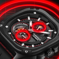 Mark Fairwhale Herren Automatik-Armbanduhr mit Innenkreis und Außenquadrat, Silikonarmband, 3ATM Wasserdicht, Sportuhr FW-6490