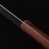 Couteau à découper chinois traditionnel de 7 pouces avec manche en bois rustique et logo gravé au laser pour la découpe de viande dans les cuisines, les restaurants et les camps
