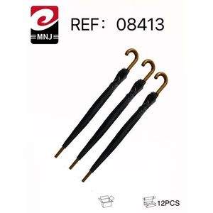 Black Wooden Handle Umbrella 12Pcs Pack For Outdoor Use - Product Image 3