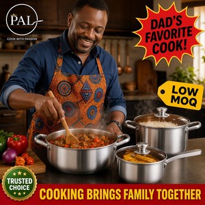 Ensemble de casseroles PAL Classic en acier inoxydable 3 pièces, revêtement antiadhésif en céramique, couvercles en verre, compatible gaz et induction, durable, facile à nettoyer - Product Image 5