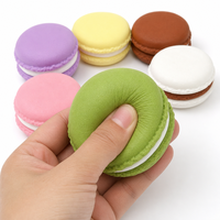 Jouet Squishy Macaron à Remontée Lente, Coque Ronde Imprimée Motif Crème, Mignon, Anti-Stress, Décoration de Bureau, Cadeau