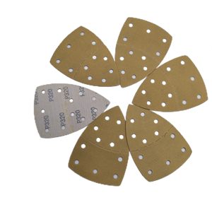 Hoja de papel de lija triangular de óxido de aluminio amarillo de 152x105 mm, antiobstrucción, para reparación de muebles de madera <span class=keywords><strong>y</strong></span> <span class=keywords><strong>pintura</strong></span> de automóviles - Product Image 2