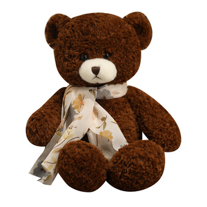 Gevulde pluche speelgoeddier zijden sjaal beer mooi schattig meisje fan kerstcadeau nieuwjaarscadeau - Product Image 1
