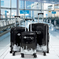 Vente en gros ABS + PC Valise à roulettes étanche Set Papillons personnalisés imprimés Unisexe Bagages de voyage de luxe Spinner Simple