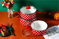 Cocotte Émaillée Épaissie 16/18/20 CM, Ensemble de Marmites Émaillées Ménagères, Faitout à Soupe à Pois