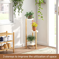 Support à plantes en bambou moderne et écologique à 3 niveaux, support pour pot de fleurs en bois, support pour pot de plantes