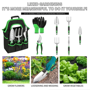 Kit d'outils de jardinage robuste 8 pièces avec sac de rangement pour outils à main, comprenant sécateurs, gants, râteaux et pelles - Product Image 3