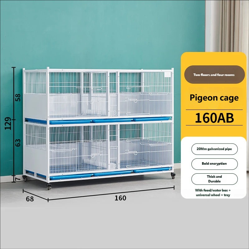 Cage à pigeons en fer, boutique de deux étages, 160 cm de long.