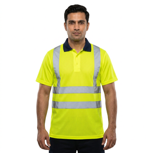 Polyester/Cotton Breathable High Visibility Reflective Safety T-Shirt Unisex Construction Workwear <b>Heat</b> Transfer Printing - Product Image 1