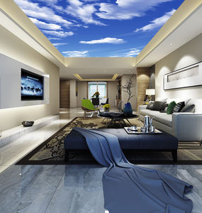 Plafonds suspendus modernes ZHIHAI avec impression de ciel bleu clair, nuages et soleil pour la décoration de restaurant, film de <span class=keywords><strong>plafond</strong></span> extensible en PVC 3D - Product Image 1