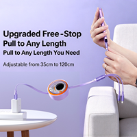 Kabel Pengisi Daya 3-in-1 Grosir, Kabel Retraktil Portabel Tipe-C//L/Micro, Transmisi Data untuk Perangkat Seluler, Kotak Hadiah