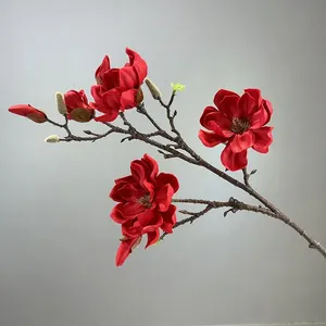 Magnolia Artificial Grande <span class=keywords><strong>de</strong></span> EVA con 7 Cabezas, Hermosa para Bodas, Hogar, San Valentín, Año Nuevo, Hecha a Mano, Tacto Real - Product Image 6