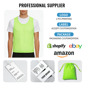 Ademend mesh voetbal trainingshesjes, snel drogende polyester hesjes met aangepast logo voor teamsport trainingen - Product Image 3