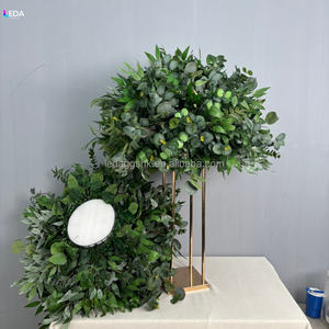 Boule de fleurs artificielle verte personnalisée LEDA pour centres de table de mariage, toile de fond, boule de fleurs en soie - Product Image 1