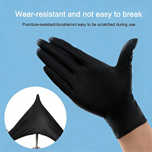 Guantes <span class=keywords><strong>de</strong></span> Nitrilo Negros Desechables, Sin Polvo, Sin Látex, Impermeables, Resistentes, para Servicio <span class=keywords><strong>de</strong></span> Alimentos, Limpieza <span class=keywords><strong>Automotriz</strong></span>, OEM - Product Image 6