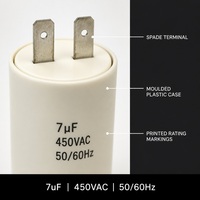Condensateur à film plastique CBB60 Série 450V AC7UF pour moteur de climatiseur, ventilateur, pompe à eau, compresseur