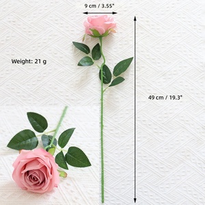 Rosa Artificiale a Stelo Singolo in Seta, Vendita all'Ingrosso per Decorazioni Alberghiere, Esposizioni in Negozi, Matrimoni, Uso Domestico, Camere da Letto e Soggiorni - Product Image 2