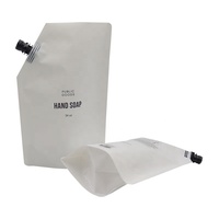Vente en gros, sac d'emballage d'eau pour savon, détergent liquide à main de voyage blanc 34oz, pochette à bec en plastique rechargeable