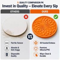 Sous-verre de voiture en silicone PVC gaufré 3D géométrique personnalisé, antidérapant, pour tasses et boissons, taille sur mesure, OEM