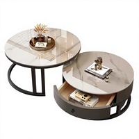 Table d'appoint moderne et luxueuse, accessible aux petits appartements, en ardoise et MDF, avec service à thé et café inclus, pour une utilisation en chambre à coucher