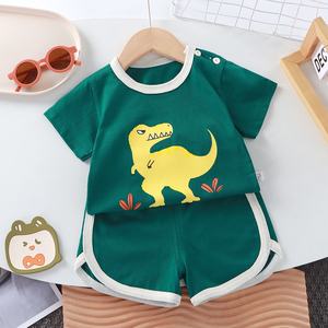 Qingli Young vêtements de sport décontractés purs pour enfants d'âge moyen-T-Shirt d'été en coton à manches courtes ensemble deux pièces - Product Image 6