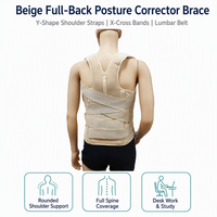 Correcteur de posture dorsal beige avec bretelles rembourrées et soutien lombaire à 3 niveaux