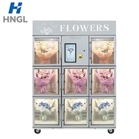 Distributeur Automatique Intelligent de Fleurs Réfrigérées 10 Casiers en Verre 30 Bouquets Écran Tactile Paiement QR 24H/24