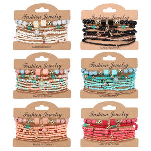 Fashion Jewelry <b>Bracelet</b> <b>Sets</b> 8Pcs Women's Boho Beaded Stackable Party Accessories Made In China - Product Image 1