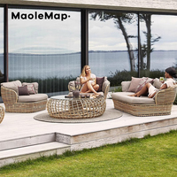 Meubles de jardin en rotin nordique pour café, patio, hôtel, chaises de bistrot, balcon, terrasse, salon de jardin rustique en osier, chaise longue de piscine, lit de soleil