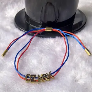 Custom Personalize Adjustable 26 Small Mini Stainless Steel Letter Charm Bracelet Customized Cord Rope Bracelet