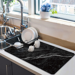 Tapis de drainage de cuisine absorbant en fibre de polyester, 30x40cm, 40x60cm, carré, pour comptoir, salle à manger, bar - Product Image 5