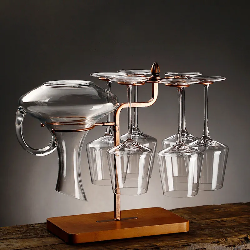Modern art style metal wine glass holder 6 cups goblet tray bar table decoration cup holder for dinning room restaurant