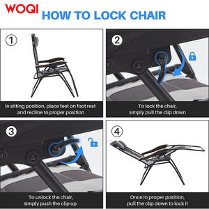 Silla reclinable plegable de gravedad Woqi para exteriores con almohada ajustable para uso en jardín y oficina, color grafito, marco de aluminio - Product Image 4