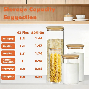 3 Pack Glass Spaghetti Container Glass Pasta <b>Jar</b> Cylinder Airtight Pasta Food Storage Container Glass <b>Jar</b> With Bamboo Lid - Product Image 2