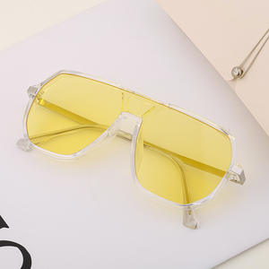 Nouvelles lunettes de soleil carrées de style européen unisexe, verres PC UV400, monture noire brillante et grise C1, WK-68295, origine Taizhou - Product Image 5