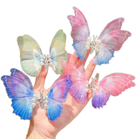 Nouvelle pince à cheveux papillon faite à la main, dégradé de couleurs, traitement à domicile, épingle à cheveux en métal, style conte de fées, enfants, fabrication Henan, soie
