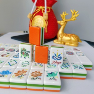 Tuiles de <span class=keywords><strong>Mahjong</strong></span> en Acrylique Orange à Quatre Couches Gravées au Laser, Style Rétro Français de Luxe, pour les Réunions Festives et le Divertissement - Product Image 1