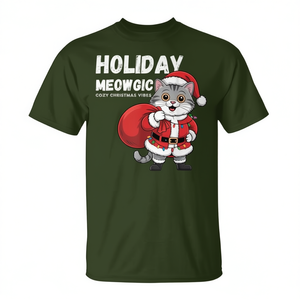 Camiseta navideña con diseño de gato y Papá Noel, estilo festivo y adorable - Product Image 2