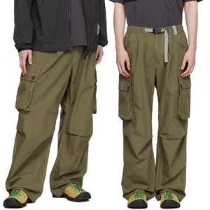 Pantalon cargo en nylon Ripstop personnalisé pour homme KingSen, coupe décontractée, jambes larges, pantalon utilitaire avec ceinture, surdimensionné, léger, streetwear - Product Image 1